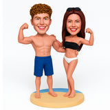 Couple Fitness Custom Bobbleheads– Outfit Can Be Customized