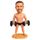 Custom Fitness Bobblehead – Beach Body Dumbbell Pose– Outfit Can Be Customized