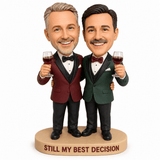 Wedding Gifts for Gay Men – Custom Gay Couple Bobbleheads with Wine | Customize Any Outfit & Pose
