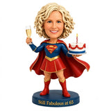 Custom 65th Birthday Superhero Bobblehead for Her – Customizable Any Outfit & Pose