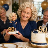Custom 90th Birthday Superhero Bobblehead for Her – Customizable Any Outfit & Pose