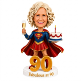Custom 90th Birthday Superhero Bobblehead for Her – Customizable Any Outfit & Pose