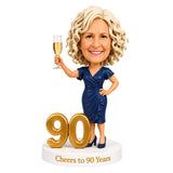 Cheers to 90 – Custom 90th Birthday Bobblehead for Her – Customizable Any Outfit & Pose