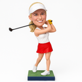 Custom Female Golfers Bobbleheads -- Outfit Customization Available
