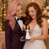 Lesbian Couple Gift – Custom Wedding Bobbleheads with Champagne | Customize Any Outfit & Pose