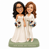 Lesbian Wedding Gifts – Custom Lesbian Couple Bobbleheads with Bouquets | Customize Any Outfit & Pose