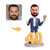 40th Birthday Gift for Men - Custom Bobblehead - The man with the Money