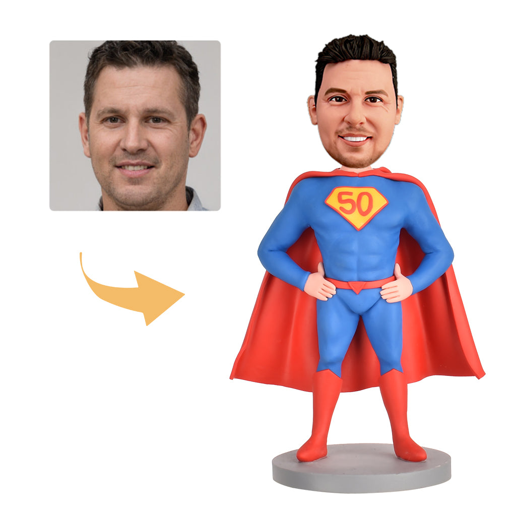 50th Birthday Gifts for Men Personalized Super Hero Bobbleheads statuegift