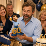Custom 60th Birthday Bobblehead for Men Giving Two Thumbs Up –- Customizable Any Outfit & Pose