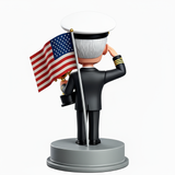 Naval Officer Holding Trophy