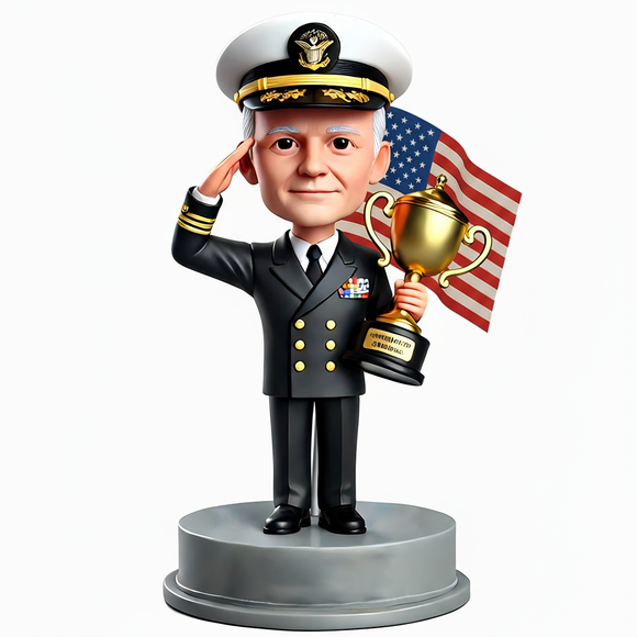 Naval Officer Holding Trophy