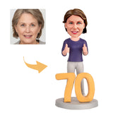 70th Birthday Gift for Mom Custom Bobbleheads - Great Mom