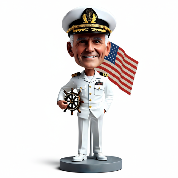 Naval Officer in White Uniform Custom Bobbleheads