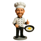 Presents for Chefs - Chef Holding a Frying Pan Personalized Bobbleheads