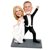 Custom Bride & Groom Bobblehead Wedding Gift – Celebration Pose | Customizable Any Outfit & Pose