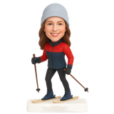 Custom Female Skier Bobblehead – Outfit Customization Available