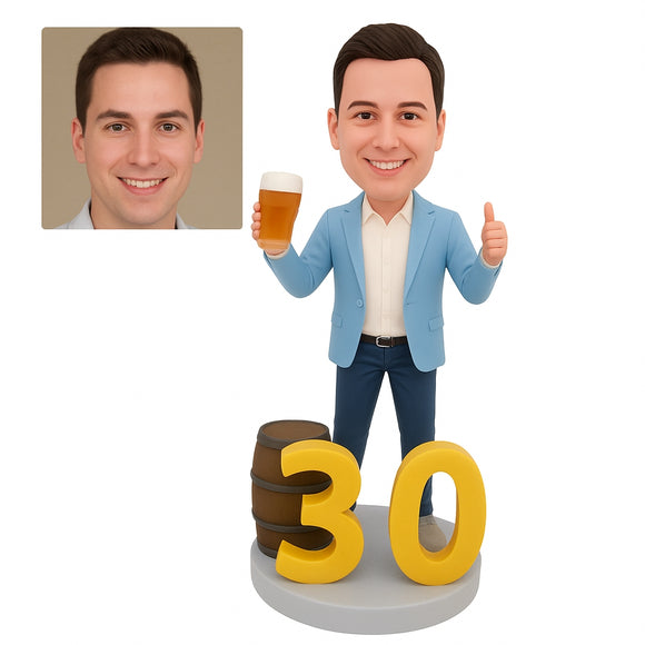30th Birthday Gifts for Men - Custom Bobblehead - Cheers to 30