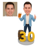 30th Birthday Gifts for Men - Custom Bobblehead - Cheers to 30