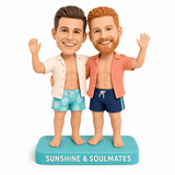 Presents for Gay Couples – Custom Beach Vacation Bobbleheads | Customize Any Outfit & Pose