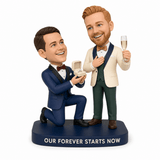 Custom Wedding Gift for Gay Men – Proposal Bobbleheads | Customize Any Outfit & Pose