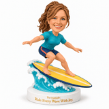 Custom Surfing Female Bobblehead -- Customizable Surfboard & Outfit