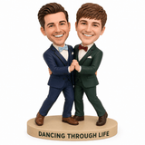 Custom Wedding Gift for Gay Men – Dancing Couple Bobbleheads | Customize Any Outfit & Pose
