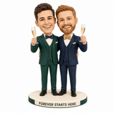 Wedding Gifts for Gay Men – Custom Champagne Toast Bobbleheads | Customize Any Outfit & Pose