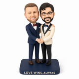 Wedding Gifts for Gay Men – Custom Gay Couple Bobbleheads Holding Hands | Customize Any Outfit & Pose