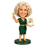 Cheers to 75 – Custom 75th Birthday Bobblehead for Her – Customizable Any Outfit & Pose