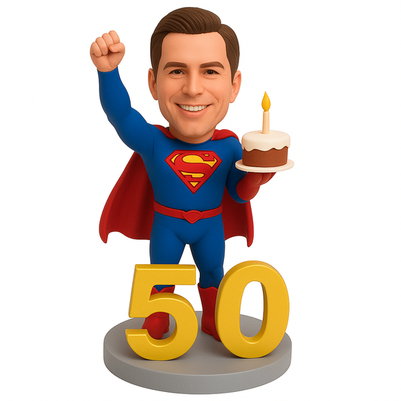 50th Birthday Gifts for Men - Custom SuperHero Bobbleheads