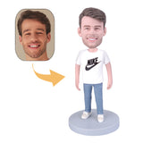 Man in white t-shirt custom bobblehead