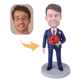 Groomsmen holding roses custom bobblehead