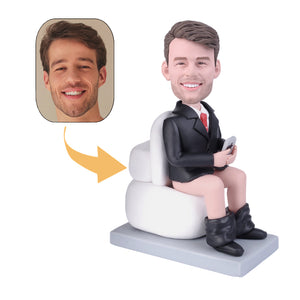 Man sitting on toilet custom bobblehead