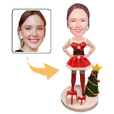 Christmas Gift Sexy Christmas Woman with Christmas Tree Custom Bobblehead