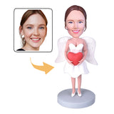 Angel holding red heart custom bobblehead