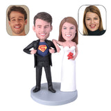 SuperHero wedding cake topper bobbleheads